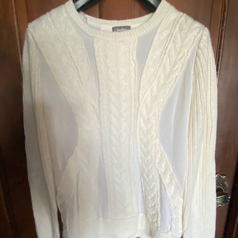 Neiman Marcus Cable Knit Mesh Sweater - Picture 3 of 10